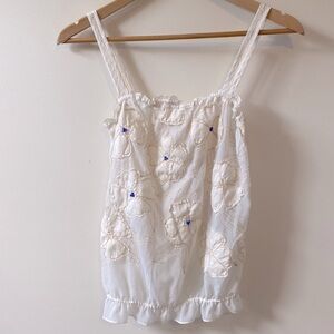Hollister sheer Embroidered Appliqué Top